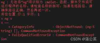 The 'ng' entry cannot be recognized as the name of a cmdlet, function, script file, or runnable program. Check the spelling of the name. If you include a path, make sure the path is correct, and then 