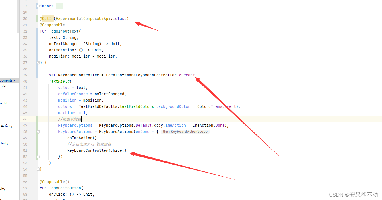 Kotlin compose listens to the soft keyboard and clicks enter to submit the event