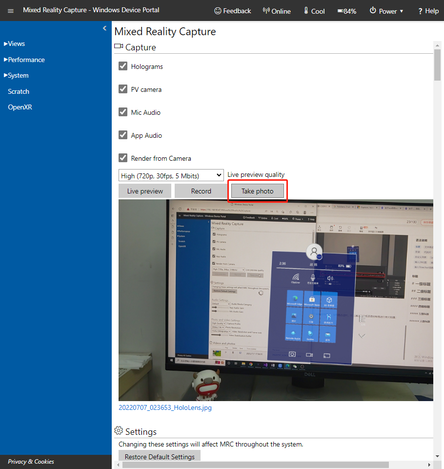 How to take satisfactory photos / videos from hololens