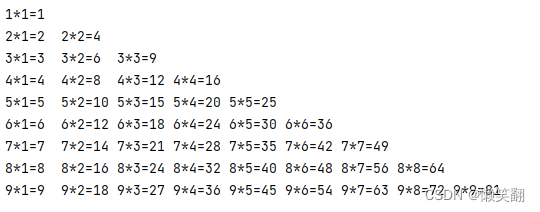 Example 008: 99 multiplication table