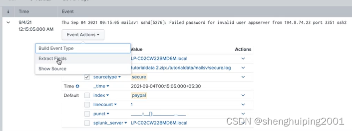 Splunk Filed extraction field interception