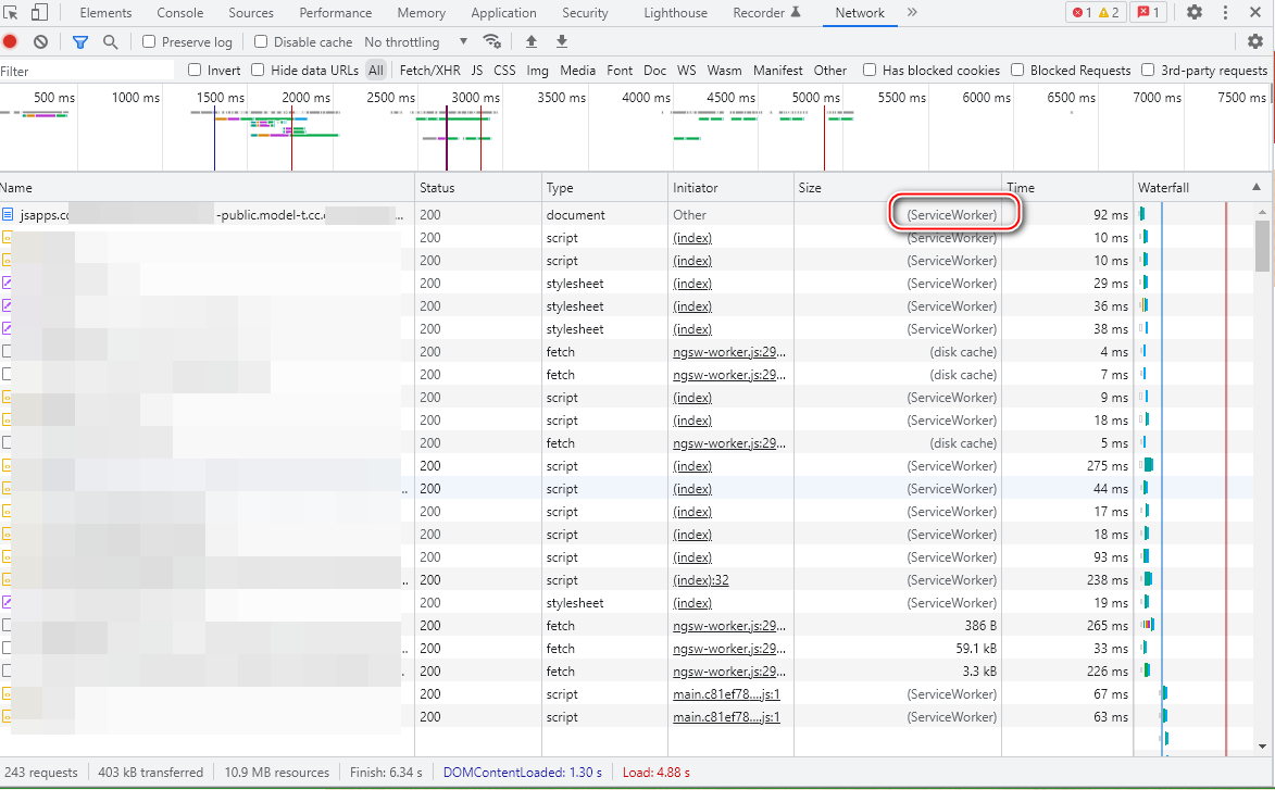 在 Chrome 开发者工具里通过 network 选项模拟网站的离线访问模式