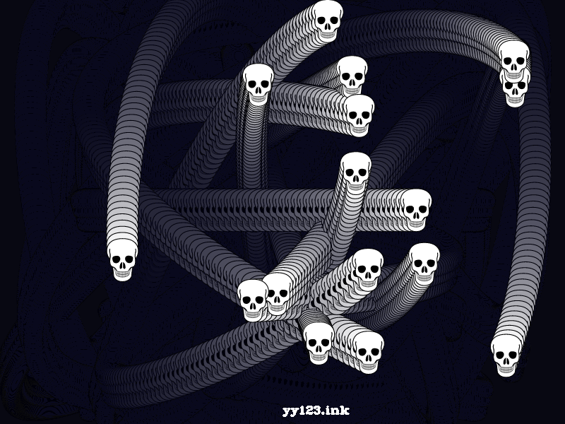 A group of skeletons flying canvas animation JS special effect
