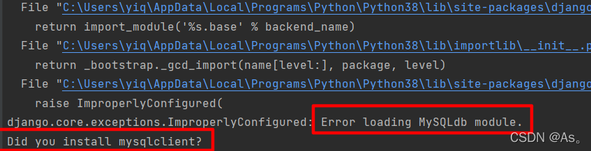 Django运行报错：Error loading MySQLdb module解决方法