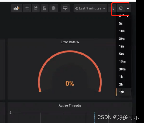 这边可以指定刷新频率,默认是关闭的,我们可以选择刷新频率