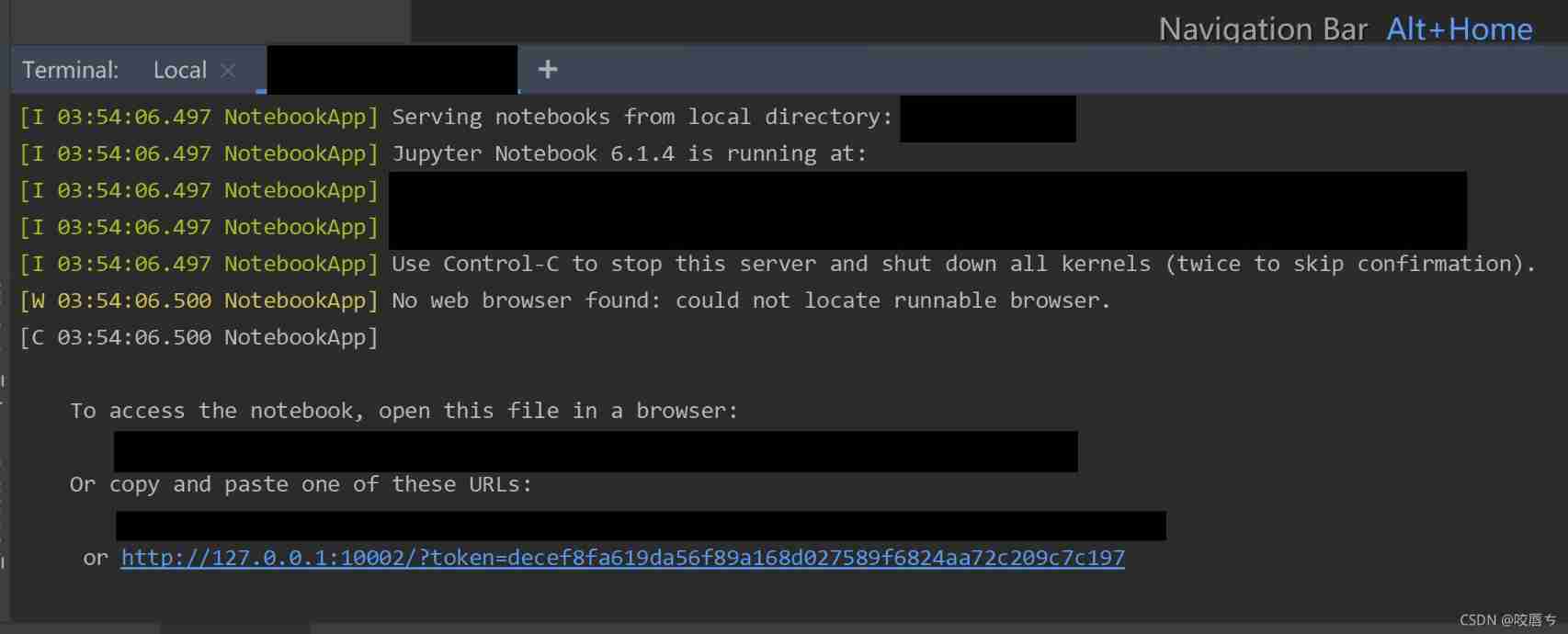 Unable to connect to the server remotely locally using the Jupiter notebook