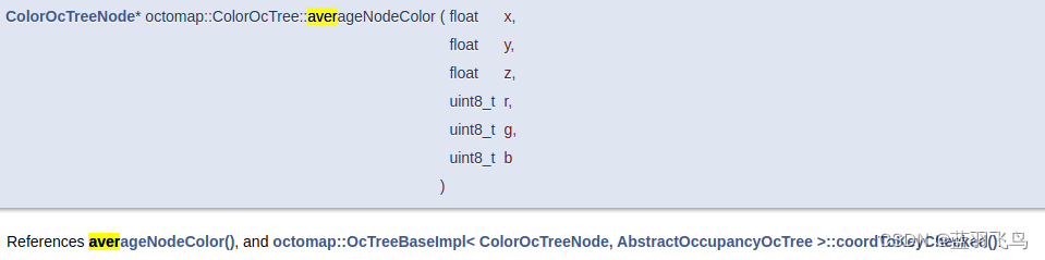 Description of octomap averagenodecolor function