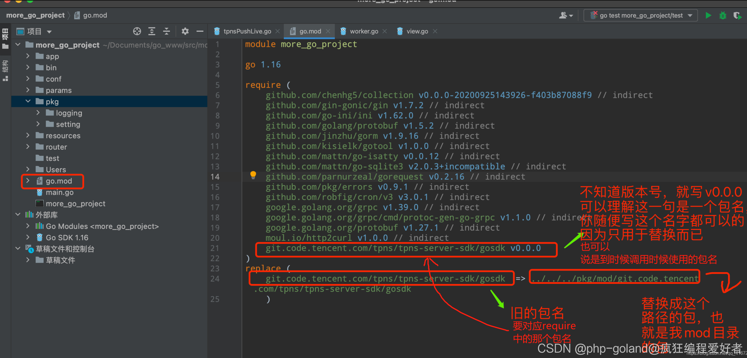 go 用本地代码replace