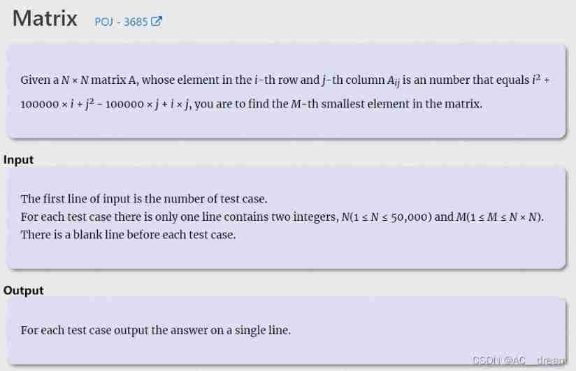 (POJ - 3685) matrix (two sets and two parts)