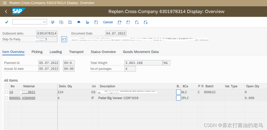 Pallet management in SAP SD delivery process