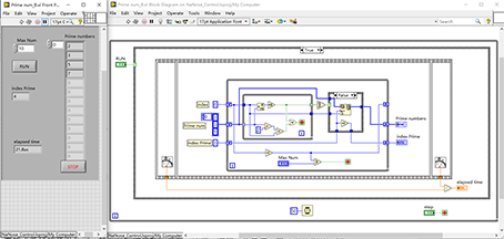LabVIEW finds prime numbers in an array of n elements
