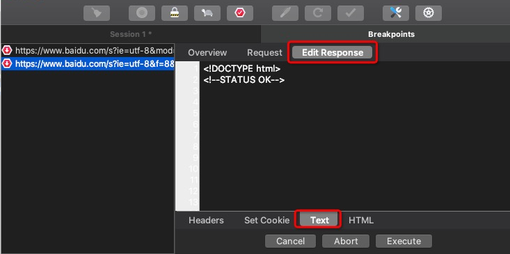 The packet capture tool Charles modifies the Response step