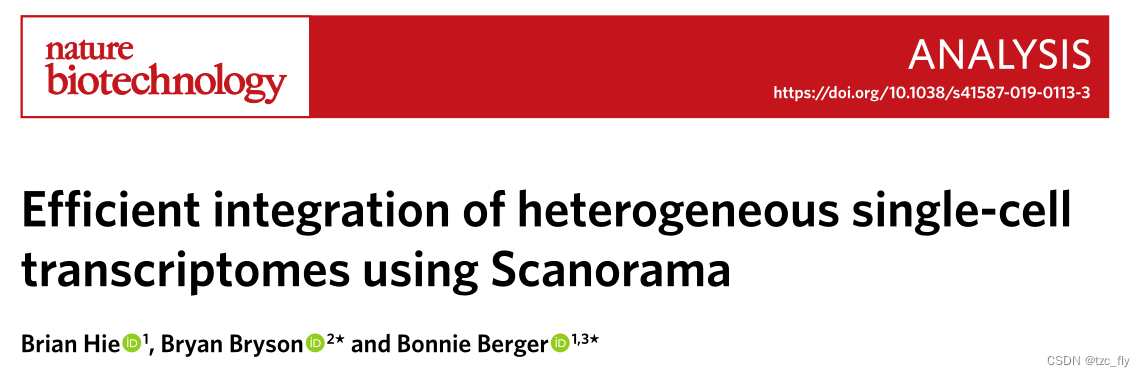 Efficient integration of heterogeneous single cell transcriptome with scanorama