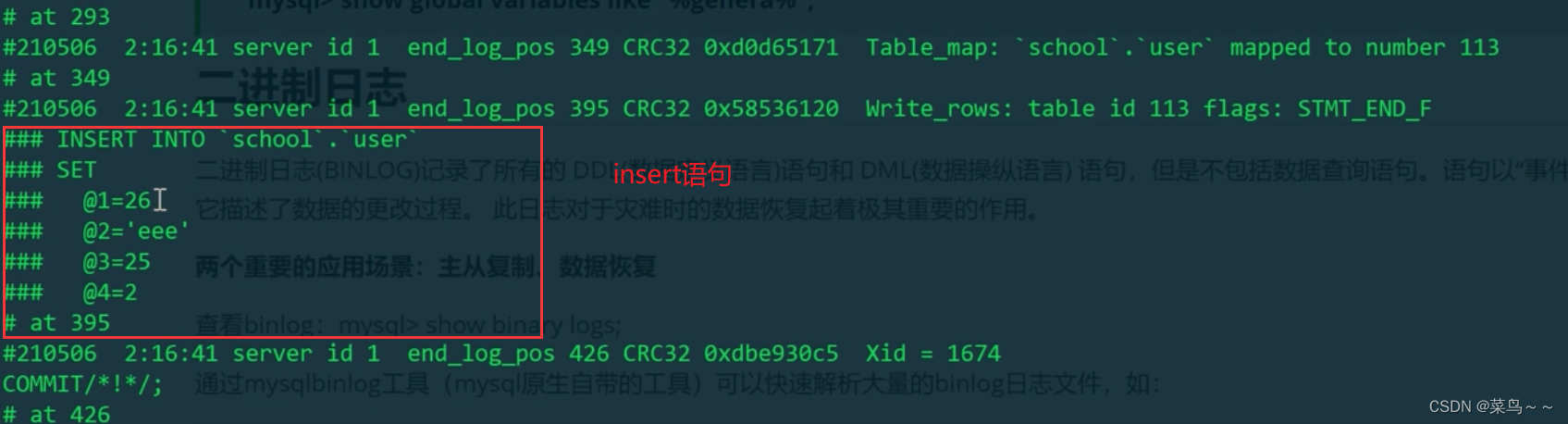 Four logs of MySQL server layer