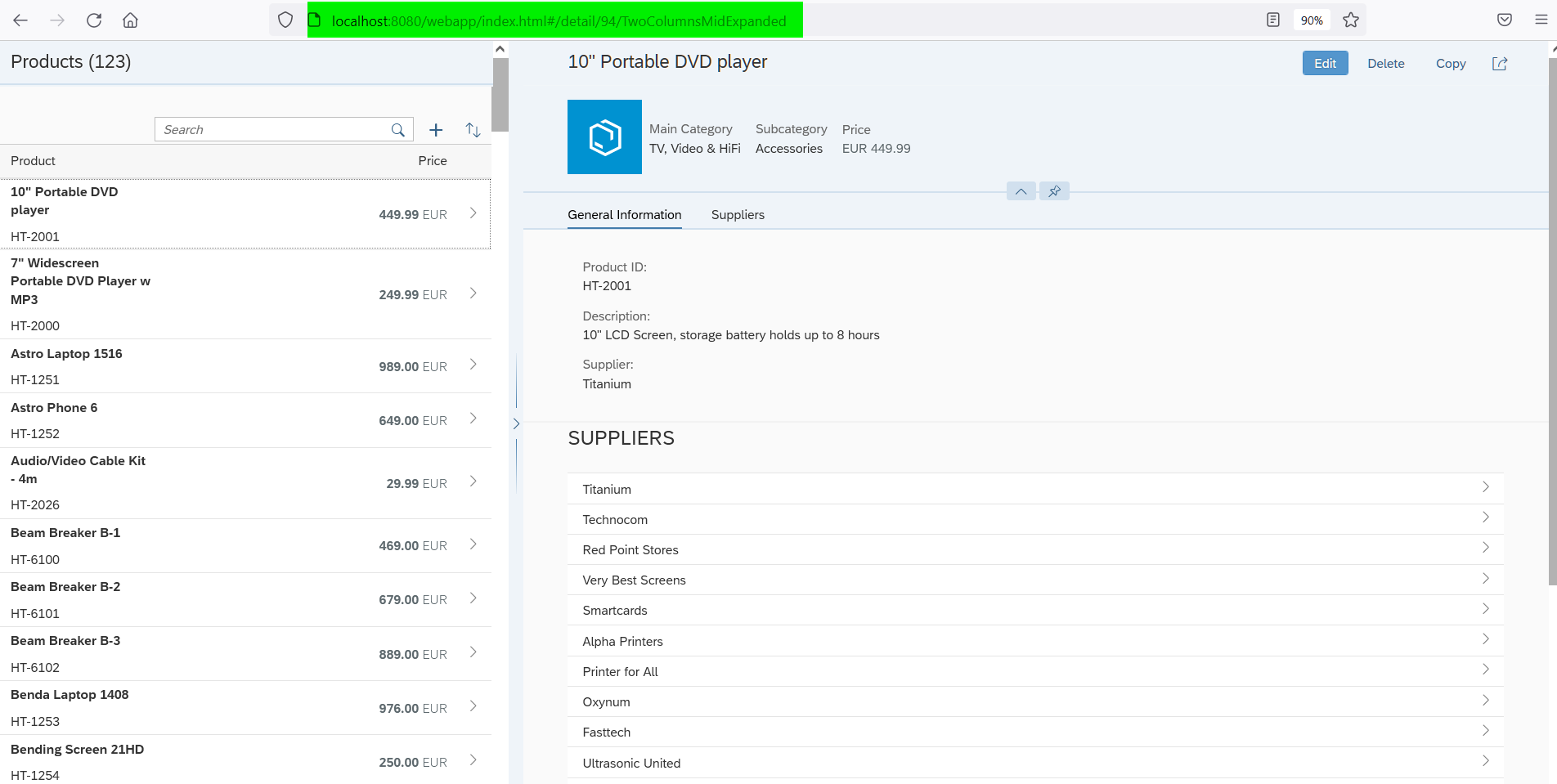 105. Detailed introduction of linkage effect realization of SAP ui5 master detail layout mode