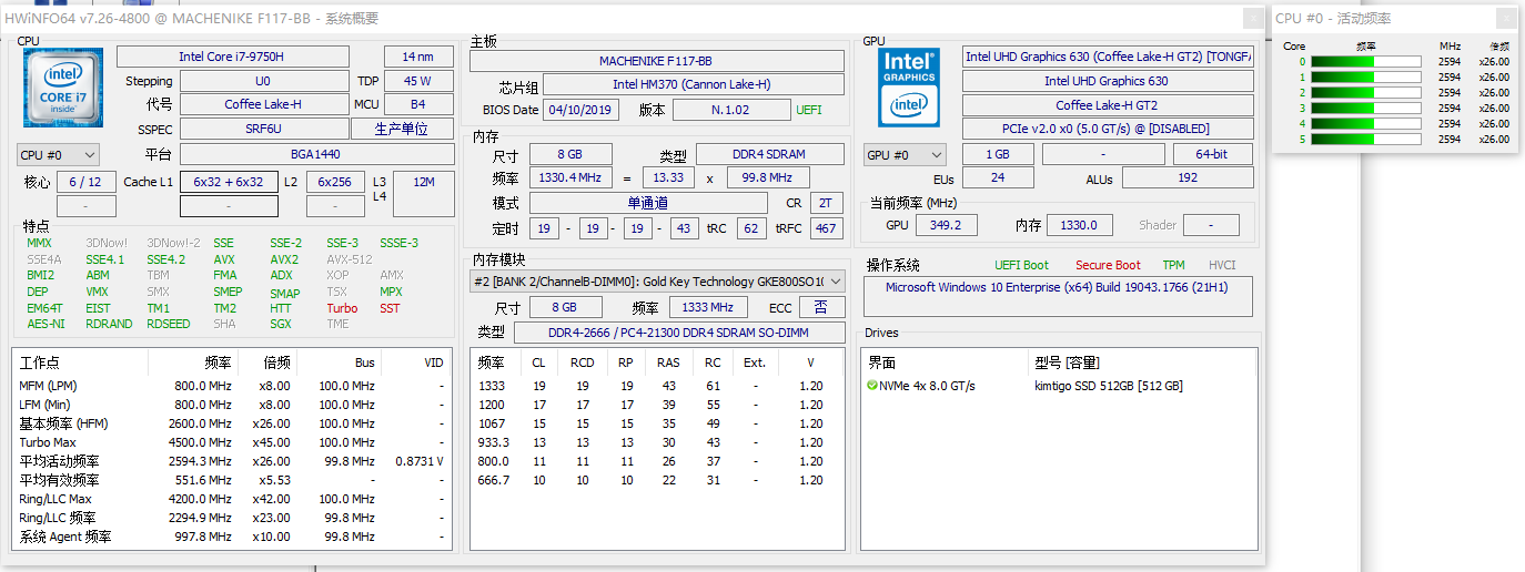 Hwinfo hardware detection tool v7.26 green version