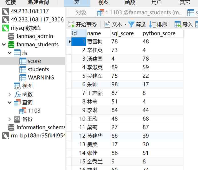 Basic operation of database