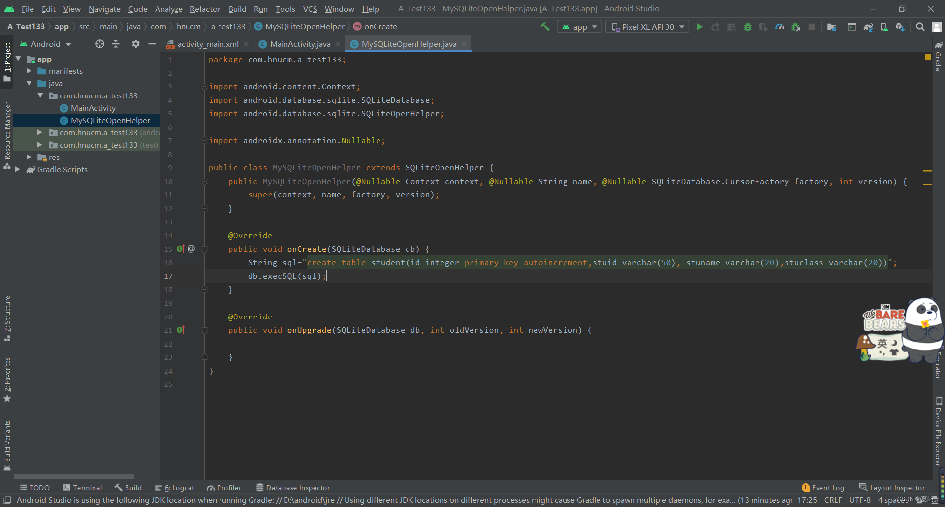 Android SQLite database practice