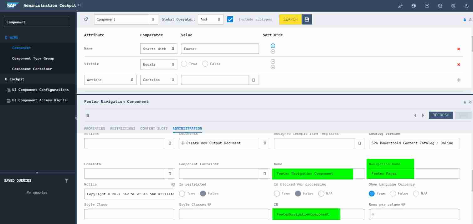 Design details of SAP e-commerce cloud footernavigationcomponent