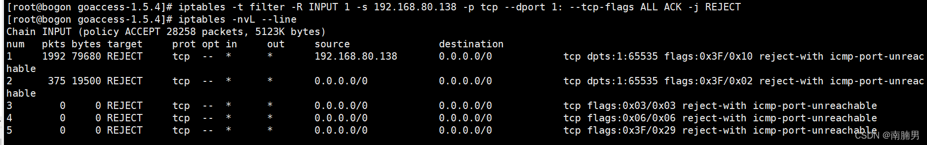 Iptables prevent nmap scanning and binlog