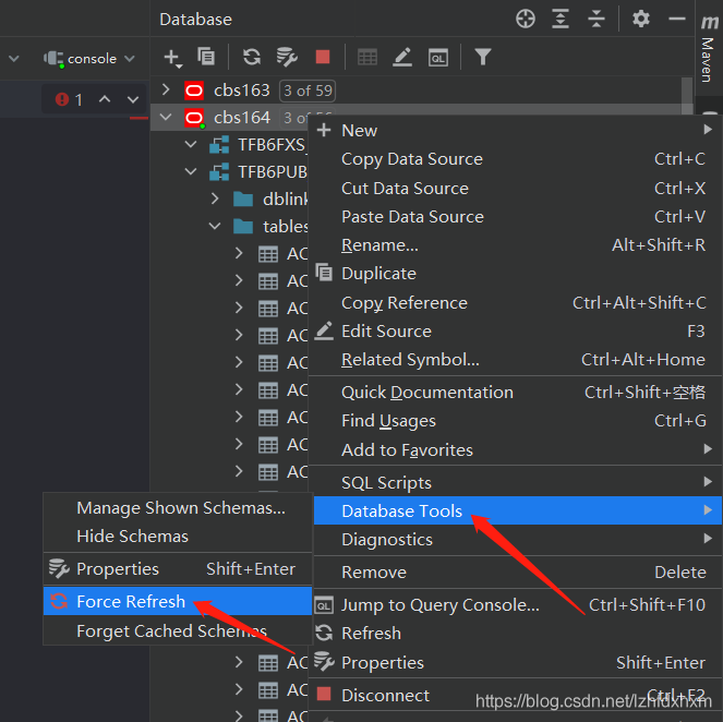 The database of idea cannot prompt the table name, field name, and schema cannot be loaded