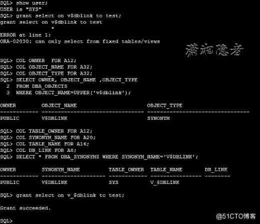 ORA-02030: can only select from fixed tables/views