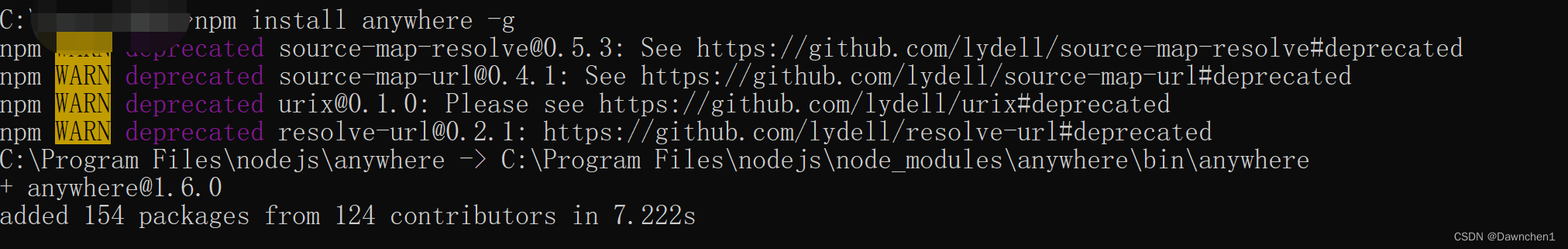 npm install anywhere -g