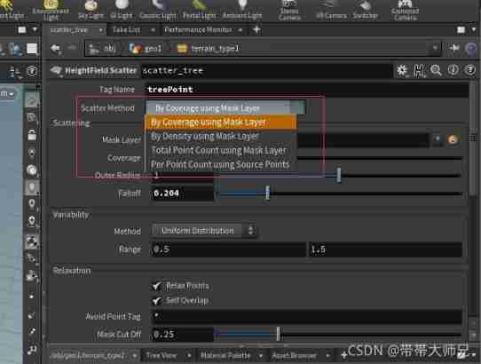 Houdini & UE4 programmed generation of mountains and multi vegetation scattering points