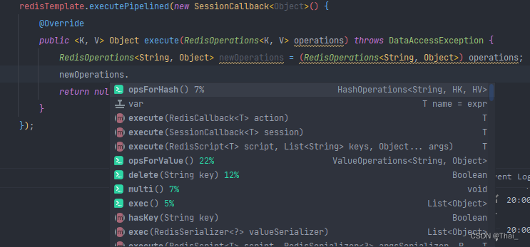 Redistemplate pipeline use