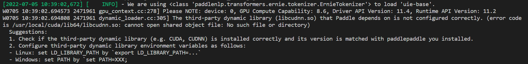 third-party dynamic library (libcudnn.so) that Paddle depends on is not configured correctl