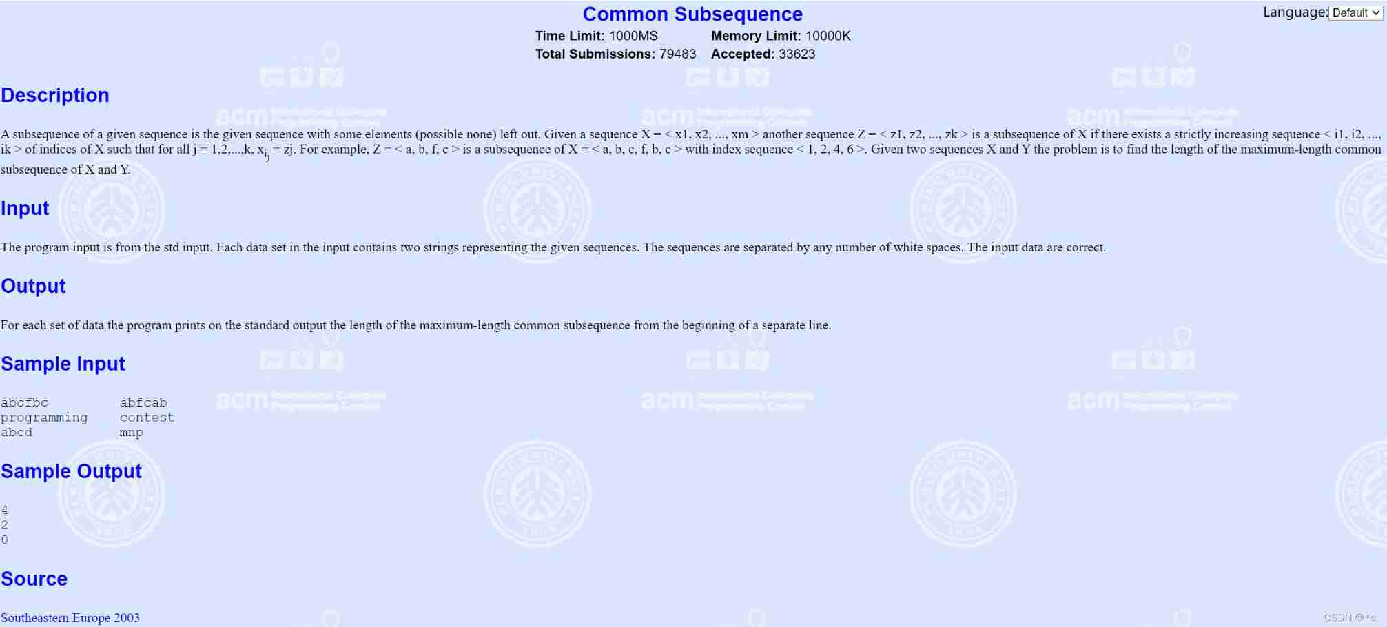 POJ 1458 longest common subsequence (dynamic planning exercise)