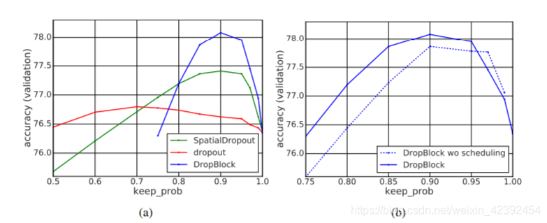 DropBlock: Regularization method and reproduction code for convolutional layers