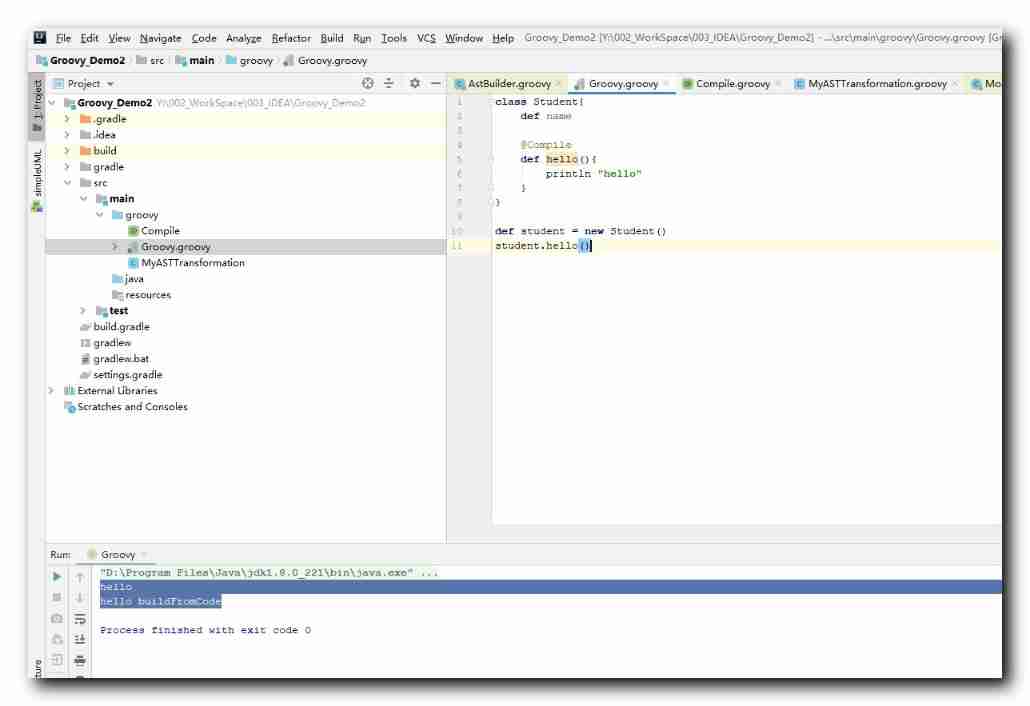 [groovy] compile time meta programming (AST syntax tree conversion with annotations | define annotations and use groovyasttransformationclass to indicate ast conversion interface | ast conversion inte