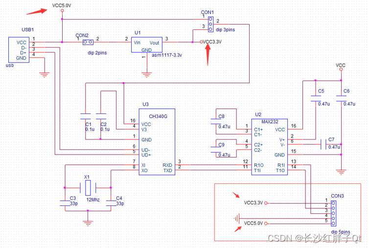 Hardware development notes (IV): basic process of hardware development, making a USB to RS232 module (III): design schematic diagram