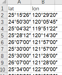 经纬度复制到EXCEL中