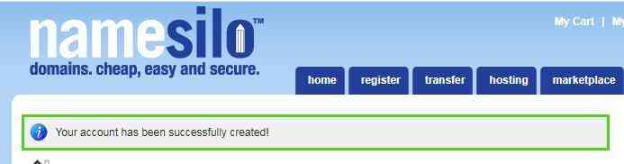 Prompt for successful registration Prompt for successful registration