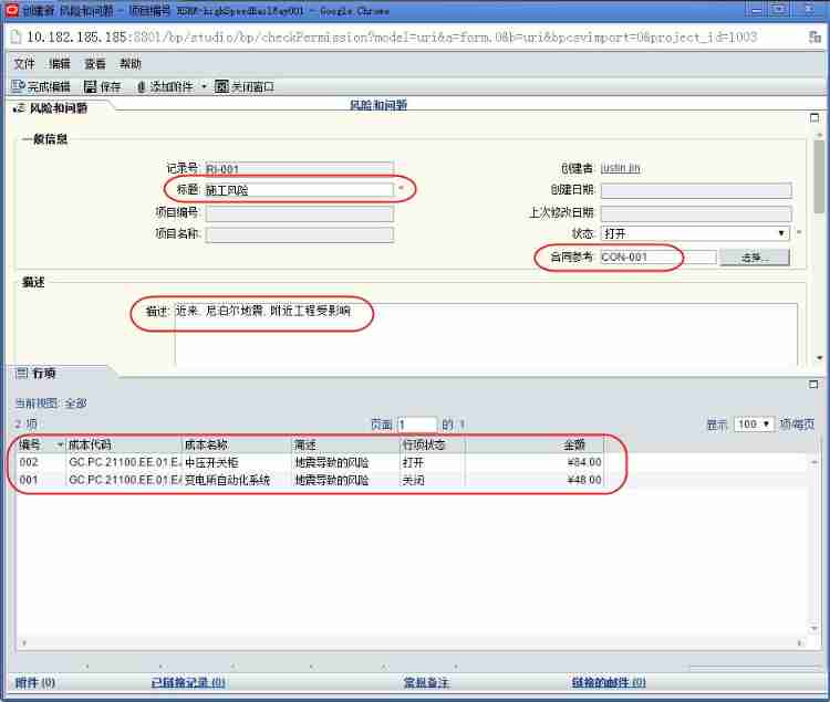 Risk planning and identification of Oracle project management system