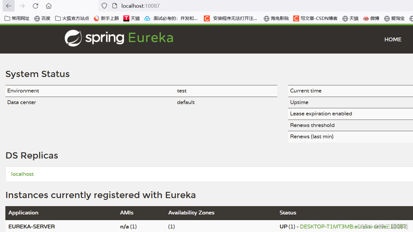 About Eureka starting successfully but accessing 404