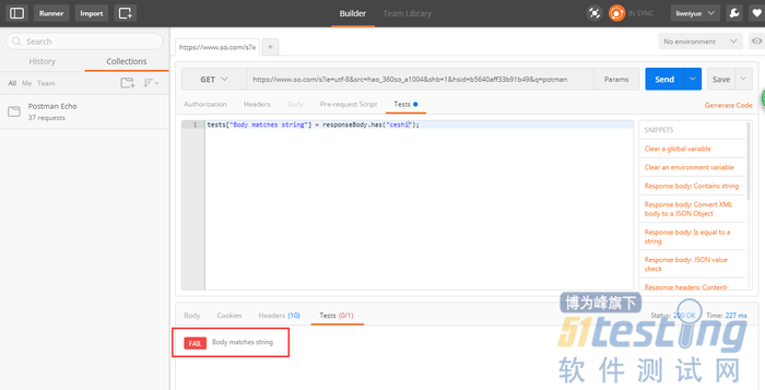 Interpretation of script corresponding to postman assertion