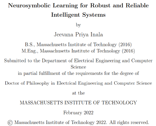 MIT博士论文 | 使用神经符号学习的鲁棒可靠智能系统