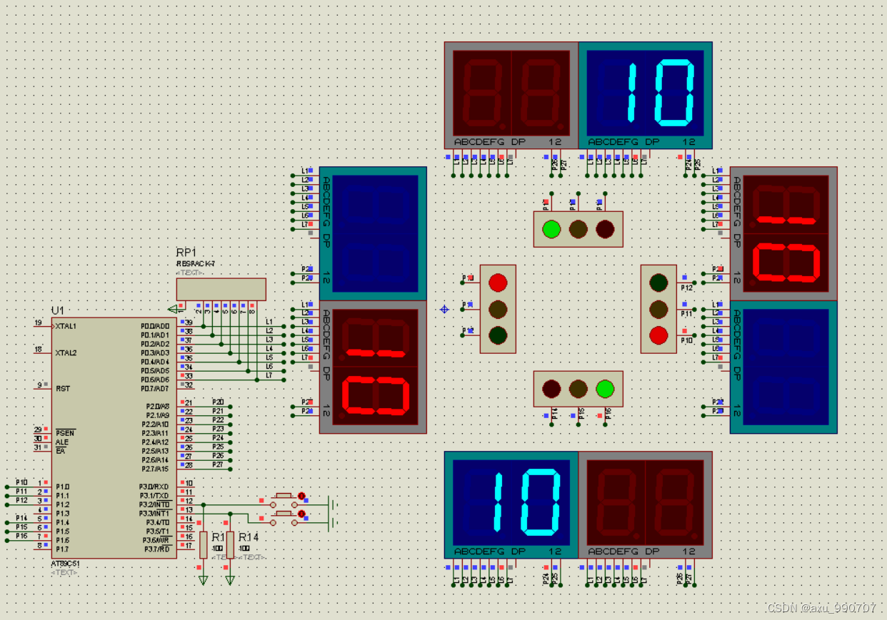 Write a program to simulate the traffic lights in real life.