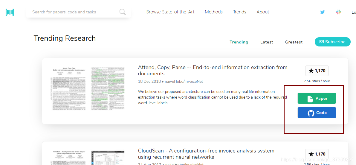 Find papers and their open source code