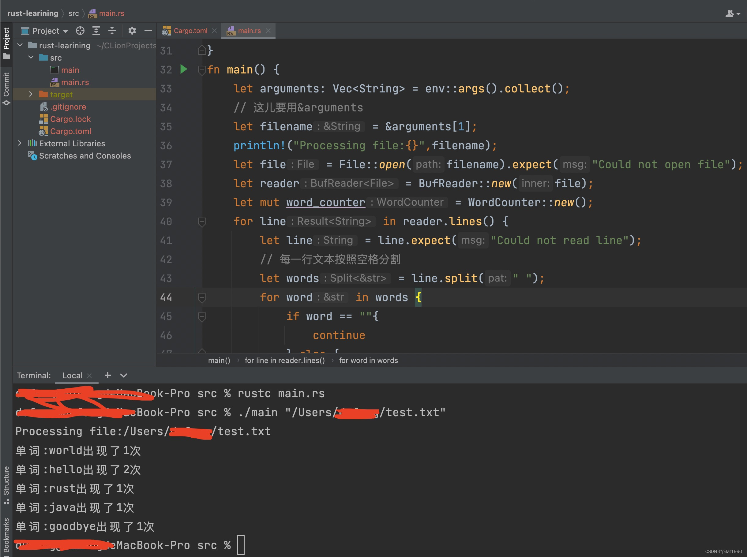rust统计文件中单词出现的次数