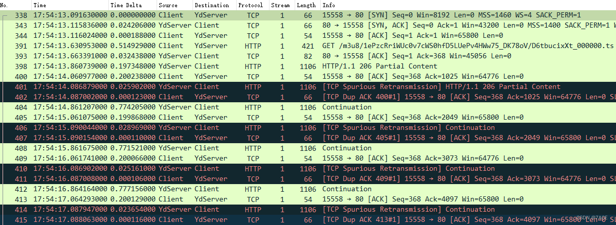 Wireshark TS | video app cannot play
