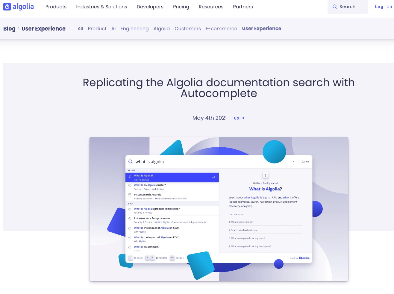 Algolia's search needs are almost closed