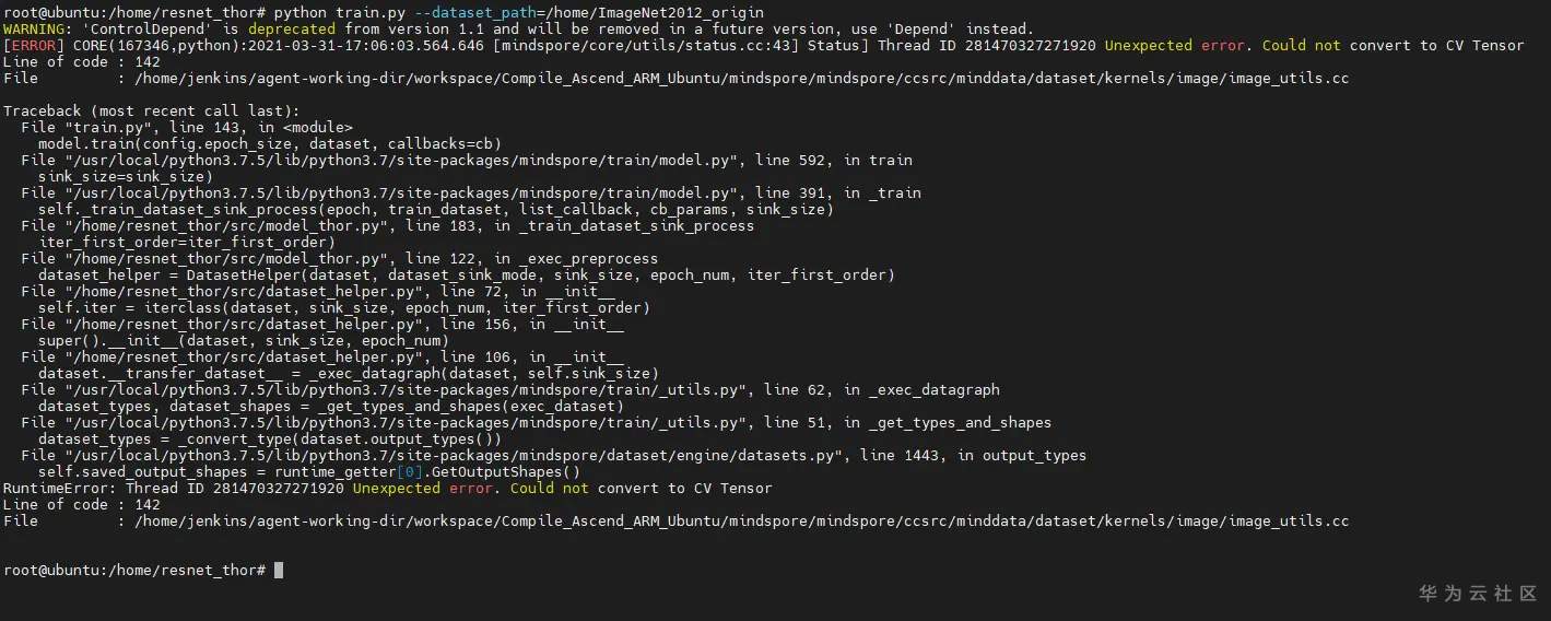 MindSpore:【resnet_thor模型】尝试运行resnet_thor时报Could not convert to