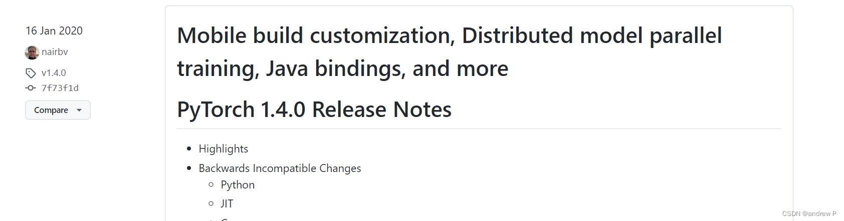 numpy和pytorch的版本对应关系