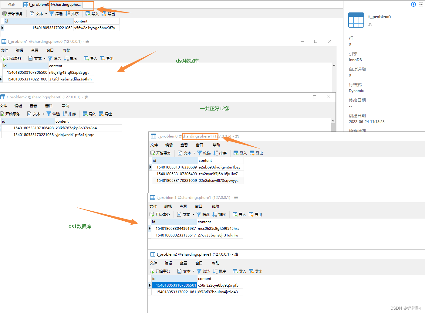 Shardingsphere sub database and table examples (logical table, real table, binding table, broadcast table, single table)