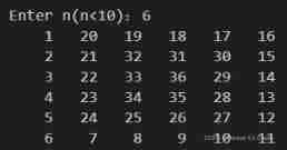 Output a spiral matrix C language